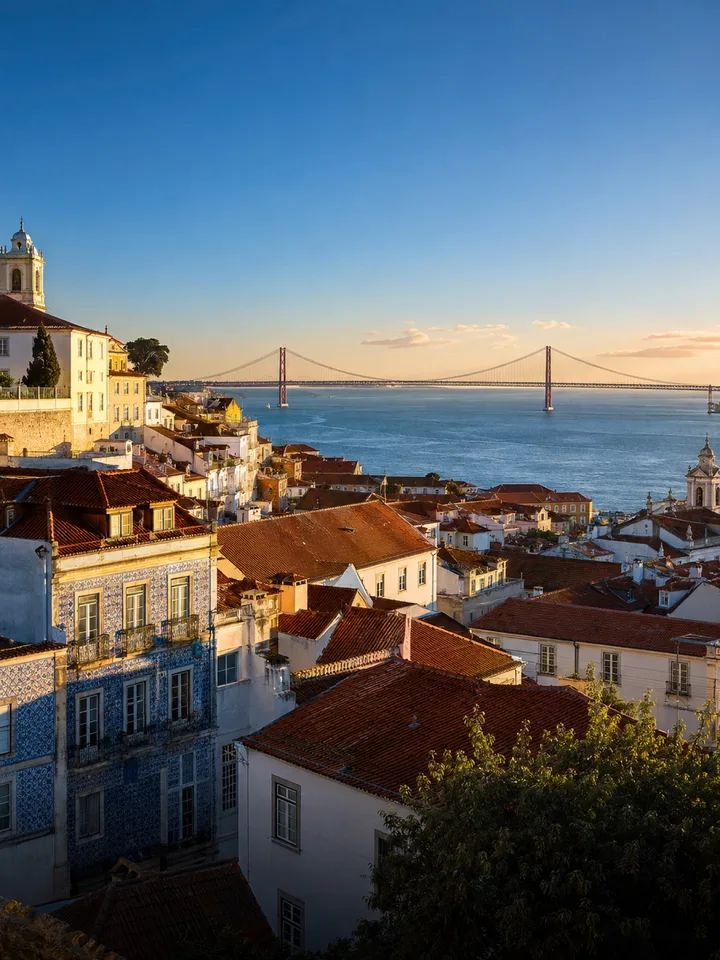 Illustrative Lisbon rooftops overlooking the river