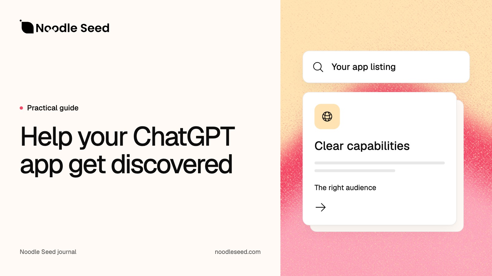 Noodle Seed editorial illustration: Help your ChatGPT app get discovered