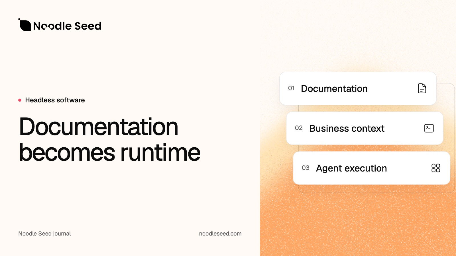 Noodle Seed editorial illustration: Documentation becomes runtime