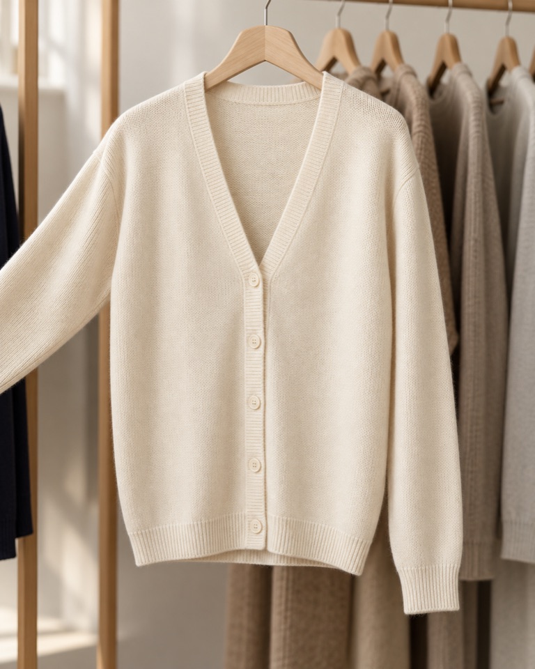 Illustrative cream cardigan